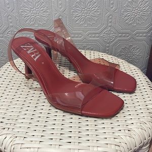 Zara mauve kitten-heels NWOT